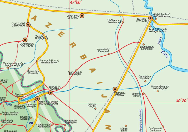 Map of Nagorno-Karabakh Relative to Hydrocarbon Pipelines