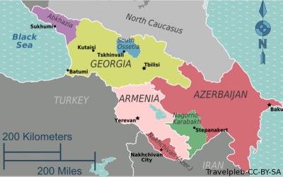 Colored Regional Map of the Southern Caucasus