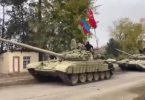 Azerbaijani tank entering conquered lands