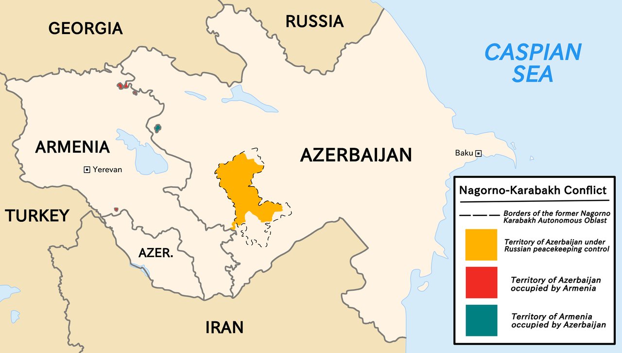 Map Armenia Azerbaijan Nagorno-Karabakh