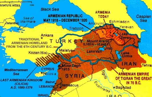 Map of Armenian Thorough the Ages